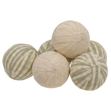 6 Set Natural Striped Rag Balls - The Fox Decor